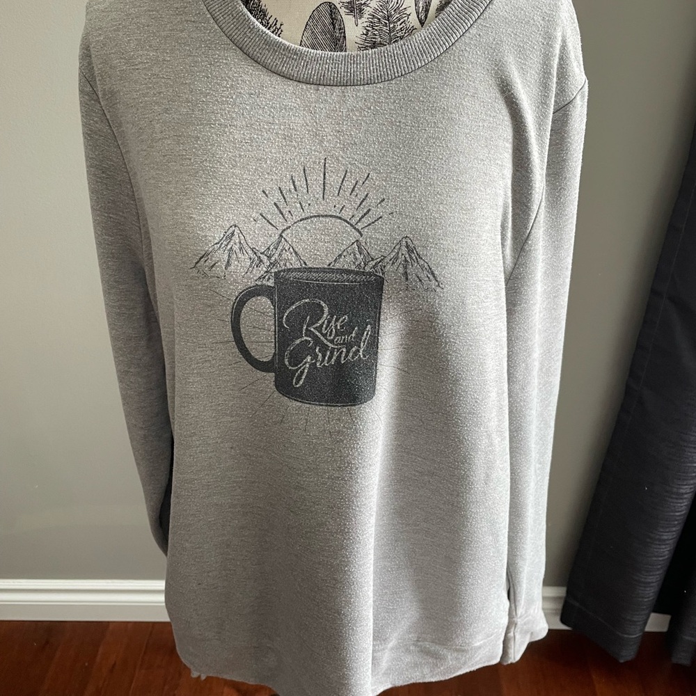 Ride and Grind ☕️ 🌅 Graphic Sweatshirt with Coffee Cup Design